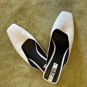 White Zara mules